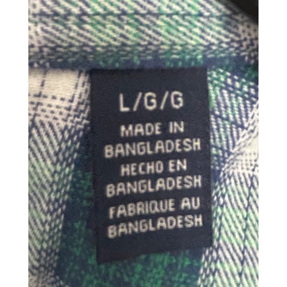 Wrangler Wrancher Shirt Blue and Green Plaid Pearly Snaps Men's Size Large - Picture 4 of 7